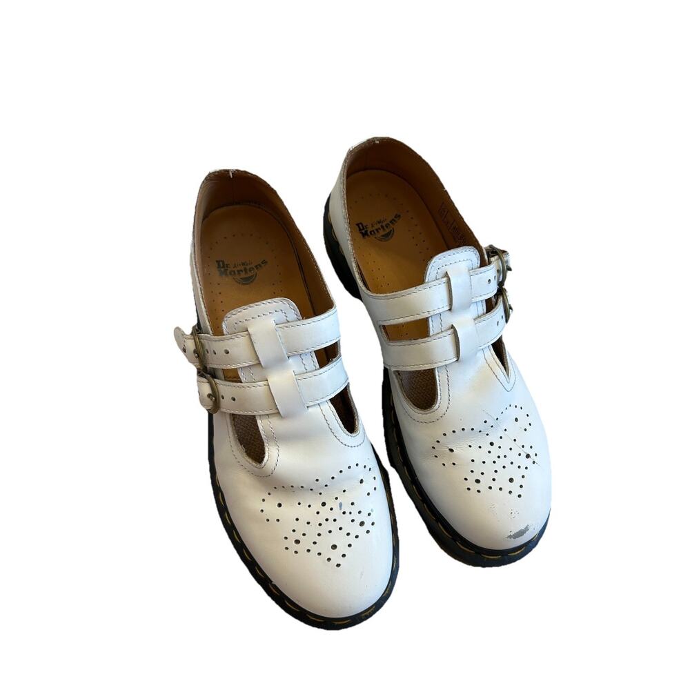 Dr Martens 8065 Shoes Womens Size 9 Mary Jane Smooth White Leather 2 strap